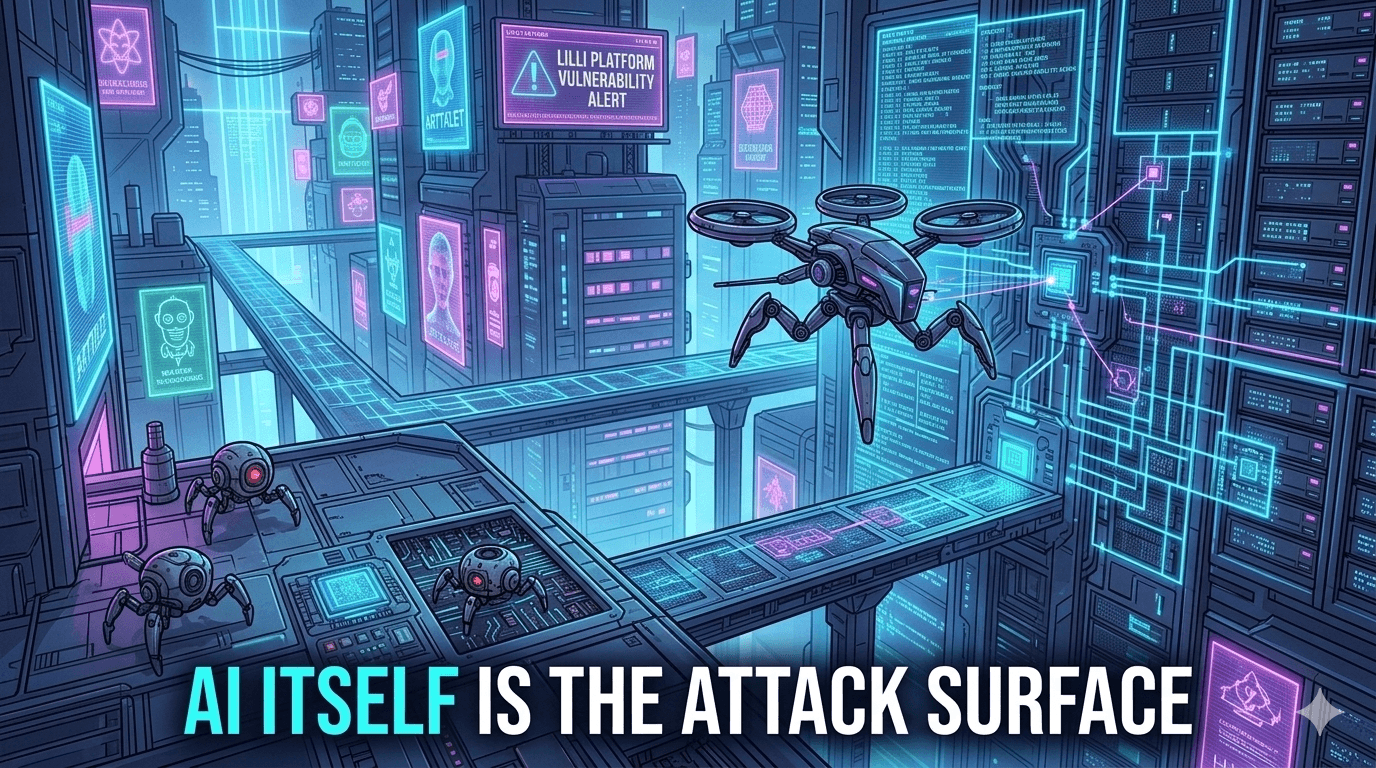 McKinsey Lilli breach visualisation: API endpoint map, SQL injection flow, database compromise, and silent system prompt rewrite — Helixar threat intelligence